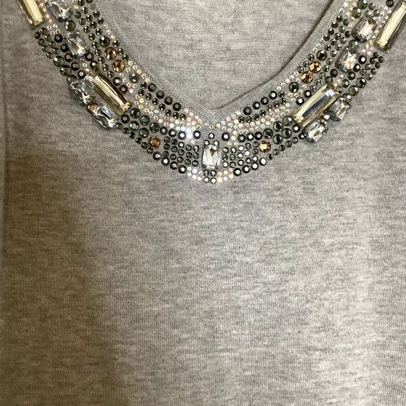 Magaschoni gray tank with beaded neck line size s - Picture 2 of 6